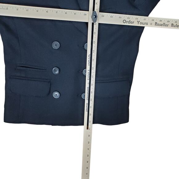 J CREW Boiled Wool Double Breasted Blazer Size 2 Black Surgeons Cuffs Womens - Picture 12 of 15